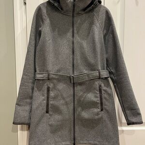 The North Face Women’s WindWall Belted Hooded Coat Gray Medium Like New
